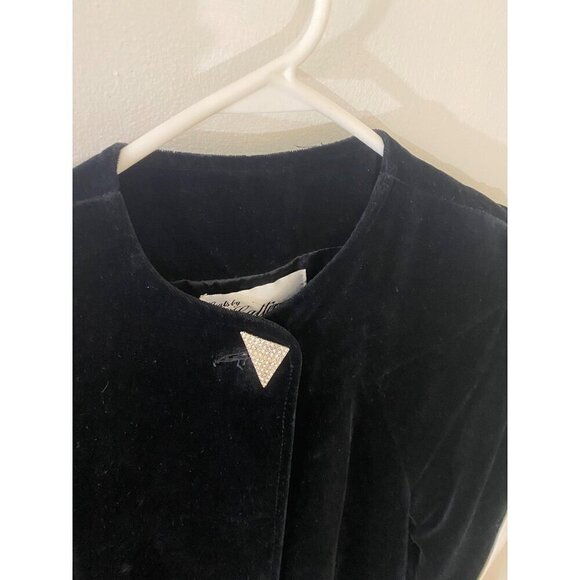 Vintage Cattiva Women's J.L Debal Black Velvet Trench Coat - Med/Large - Picture 2 of 14